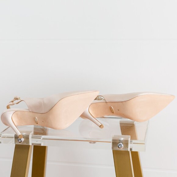 Badgley Mischka Kris Soft Nude Satin Women's Pump 8 New Champagne - Picture 11 of 11